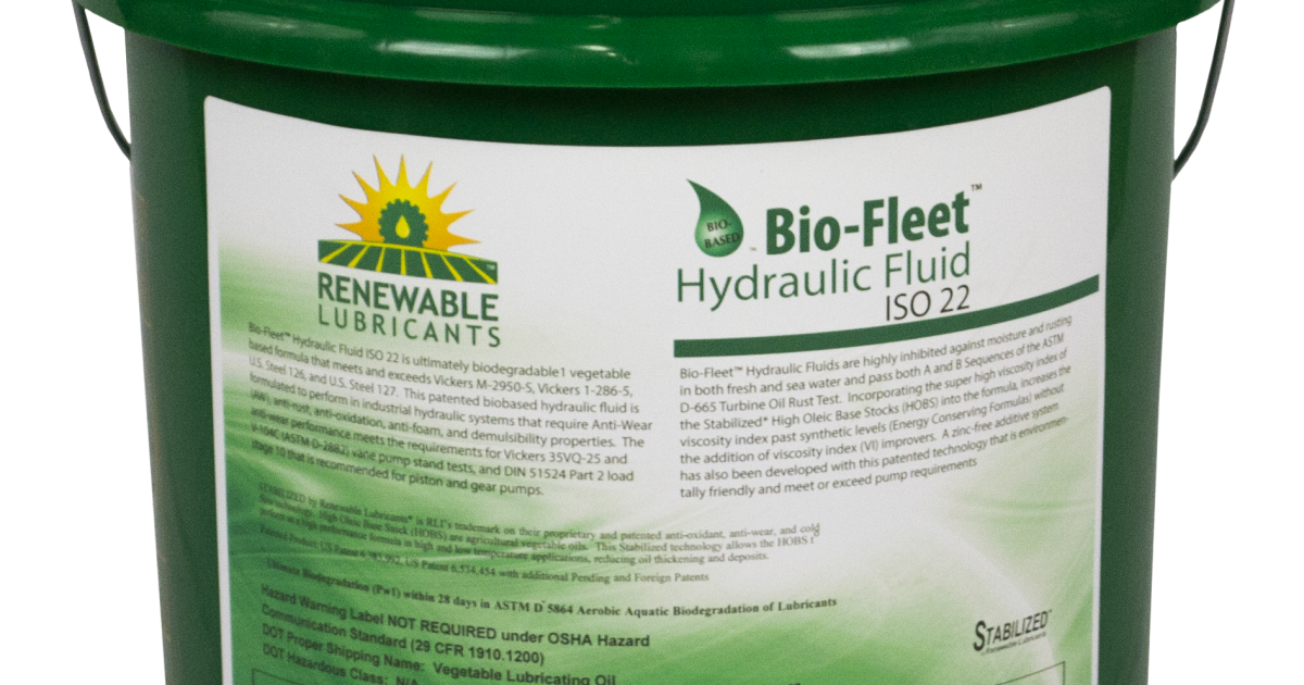 Renewable Lubricants BioFleet™ Hydraulic Fluid