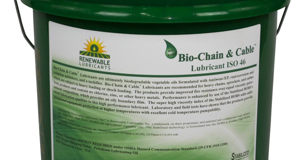 Renewable Lubricants BioChain & Cable Lubricant