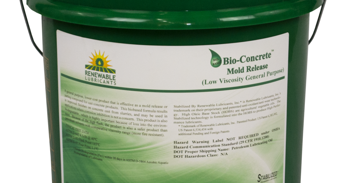 Renewable Lubricants BioConcrete Mold Release Fluid (Low Viscosity…