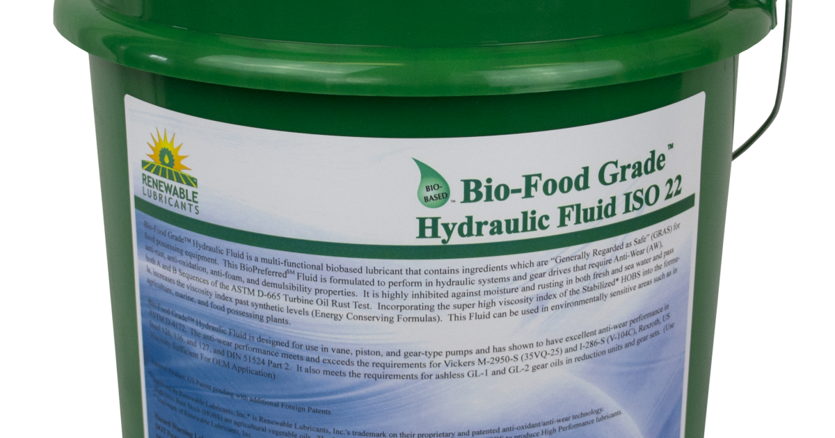 Renewable Lubricants | Bio-Food Grade Hydraulic Fluid